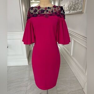 Cynthia Steffe Fuchsia Dress with Floral Accents